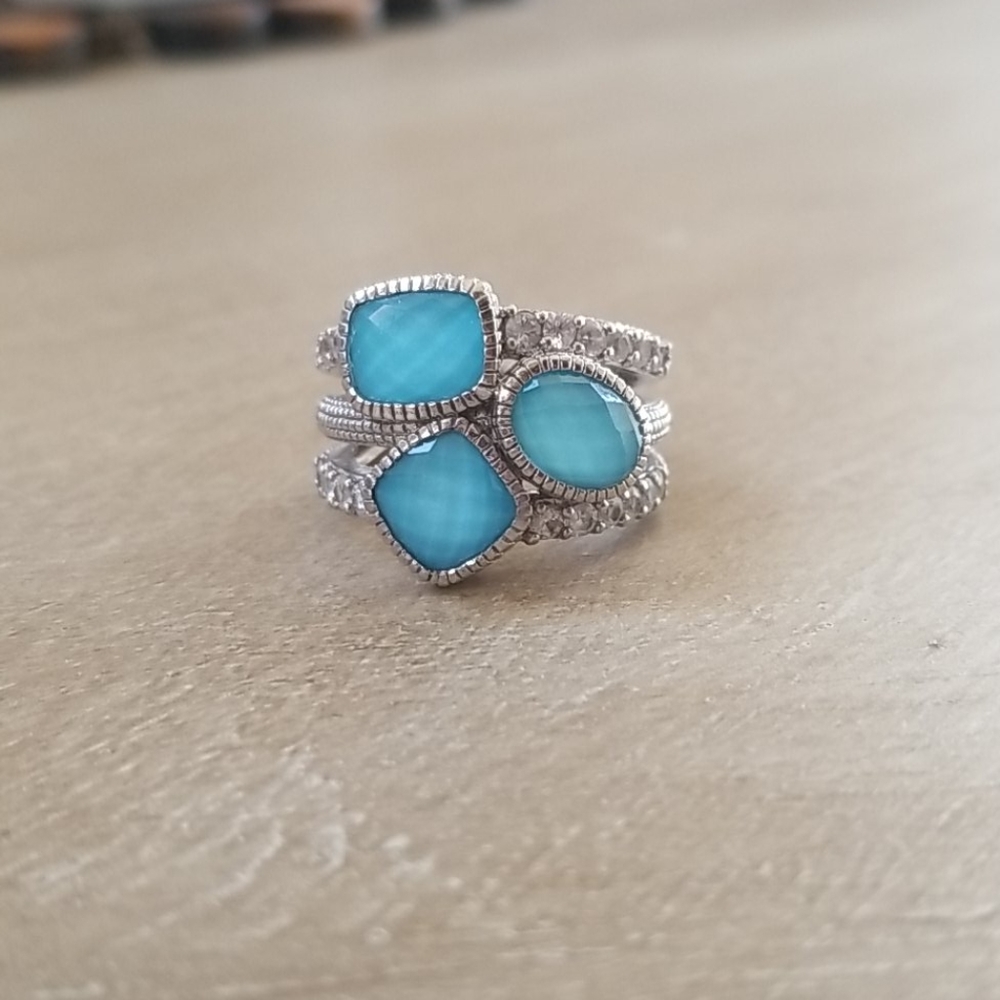 Judith Ripka Sterling silver and aquamarine ring